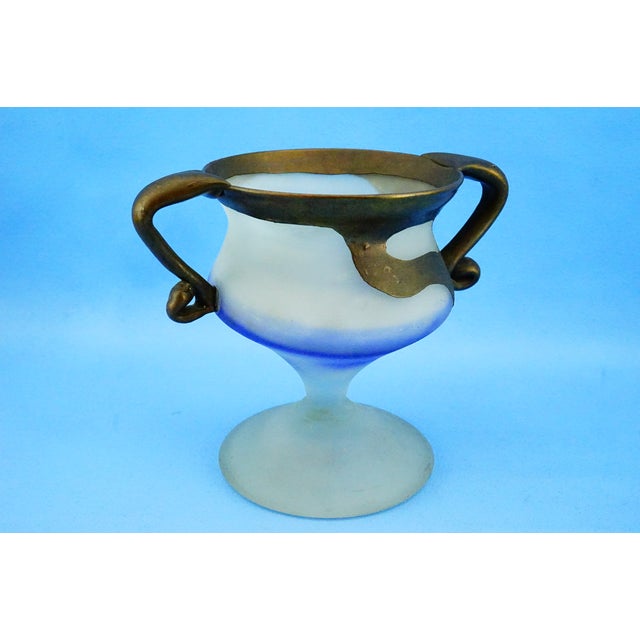 20th CenturyVase in Satin Glass and Galvanized Copper or Bronze by Filip Ravert, Bucharest, 1970s For Sale - Image 9 of 18