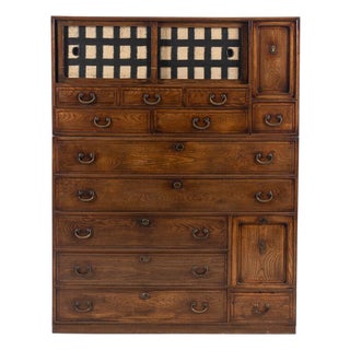 Antique Japanese Wood Tansu Chest – Meiji Period For Sale