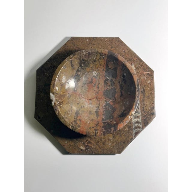 Ammonite Fossil Marble Placemat Bowl and Plate, 1970s, Set of 2 For Sale - Image 4 of 8