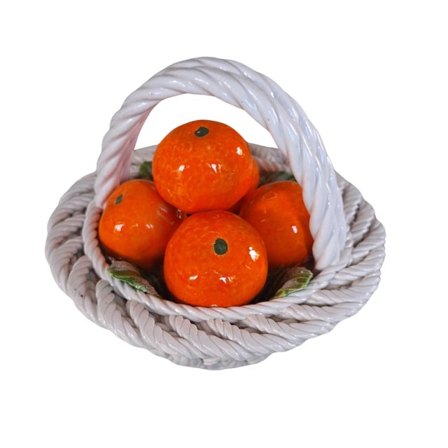 Mid 20th Century LastChance!Vintage Ceramiche Lanzarin Italian Porcelain Trompe l'Oleil Basket of Citrus Fruit For Sale - Image 5 of 11