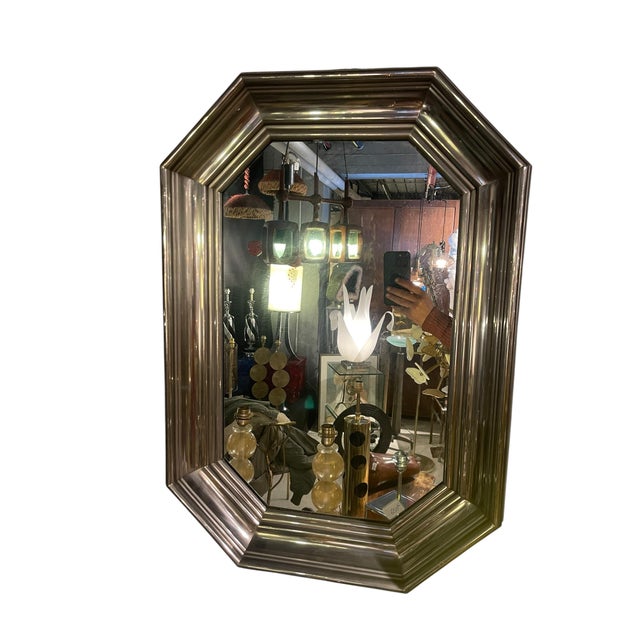 Metal Stainless Steel Mirror attributed to Maison Jansen, 1970 For Sale - Image 7 of 7