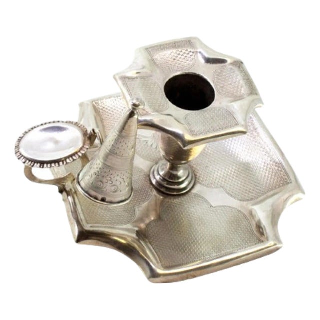 Guilloche Silver Paddle with Monogram Card and Flame Arrestor For Sale