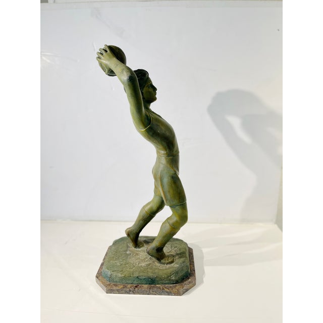 Art Deco 1940s Art Deco Period Bronzed Patina Male Athlete For Sale - Image 3 of 9