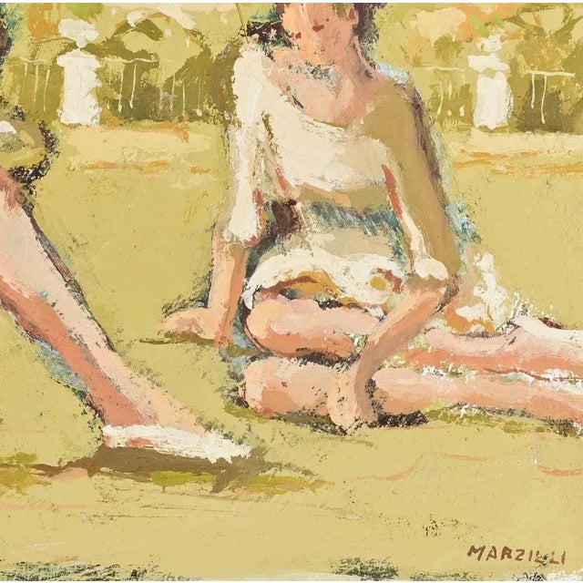 Modern Franco Marzilli, Ballerinas, Oil Painting, 1970s For Sale - Image 3 of 5
