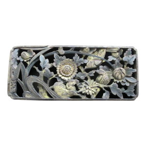 Chinese Carved Pierced Gilt Wood Goat Animal Flower & Bird Art Wall Panel