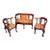 Vintage Hand Carved Mahogany Chippendale Parlor Settee Chairs Set For Sale