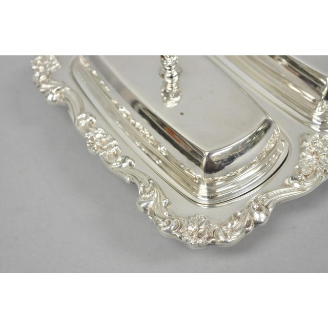 Vintage Poole Lancaster Rose Victorian Silver Plated Twin Double Butter Dish (B) For Sale In Philadelphia - Image 6 of 15