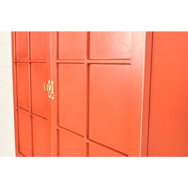 Baker Furniture Style Georgian Red Lacquered Bureau With Drop Front Secretary Desk, Circa 1970s For Sale - Image 9 of 15
