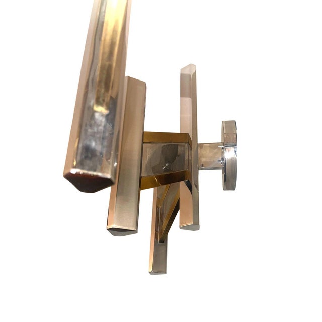 Chrome 1970s Sciolari Chrome & Brass Geometric Wall Sconces, Late 20th Century - a Pair For Sale - Image 8 of 8