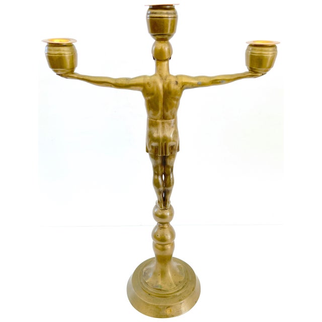 Hans Harry Liebmann, Pair Art Deco Bronze Draped Male Greco-Roman Candelabra For Sale - Image 18 of 18