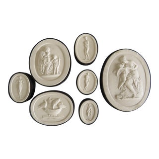 19th Century Grand Tour Neoclassical Plaster Intaglios - Set of 7 For Sale