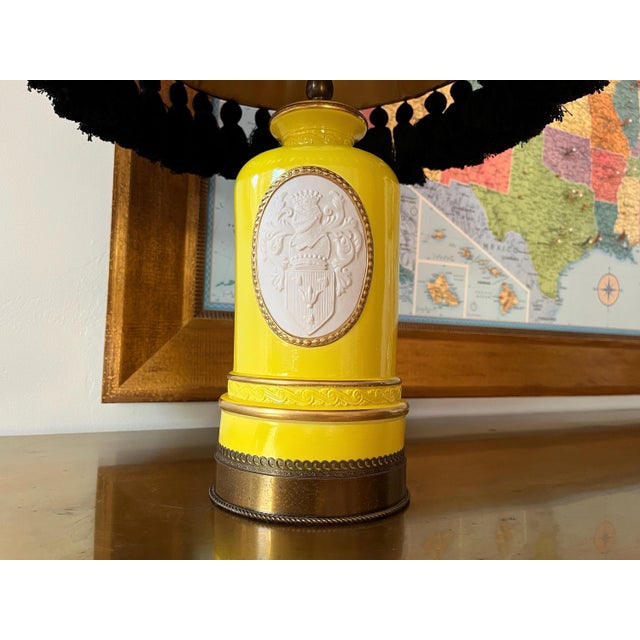 1940s Coat of Arms Lamp & Shade For Sale - Image 4 of 17