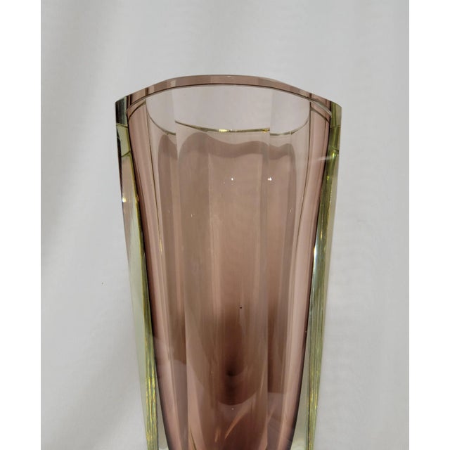 1970s Vintage Geometric Deep Amethyst Sommerso Glass Vase For Sale - Image 5 of 11