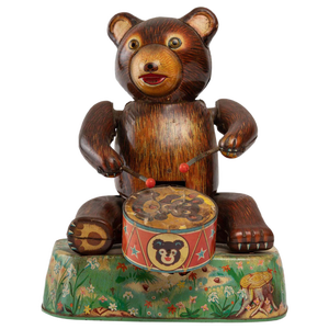Tin Toy Bear with Tambourine
