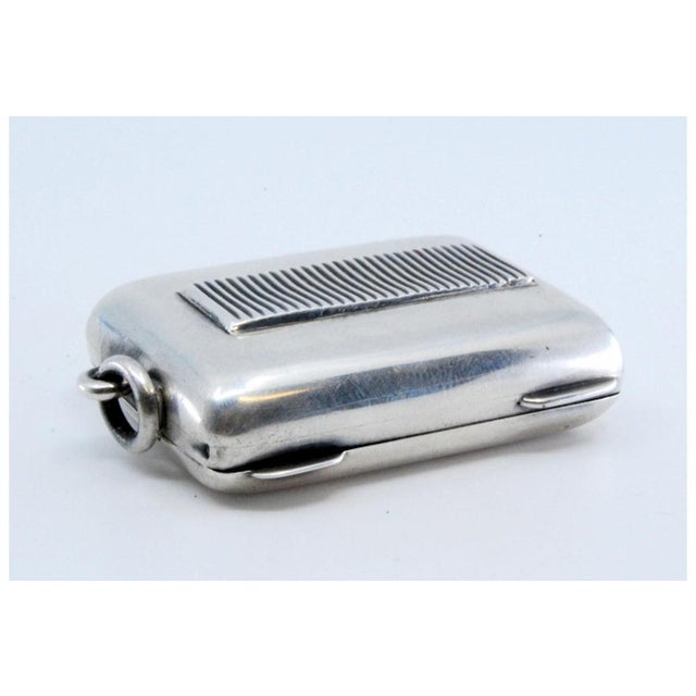 Silver Plain Silver Matchbox with Hinged Lid and Hanging Ring For Sale - Image 8 of 10