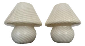 Swirl Murano Glass Mushroom Table Lamp, 1970s, Set of 2