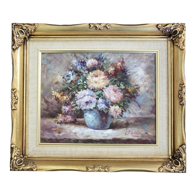 Early 20th Century Walter Adams Signed Original Framed Oil on Board Still Life Painting For Sale