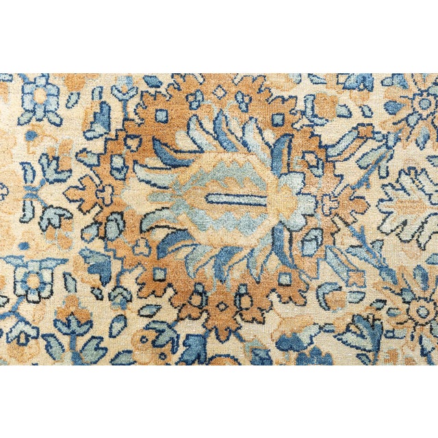 Yellow Antique Persian Kirman Yellow Handmade Wool Rug For Sale - Image 8 of 10