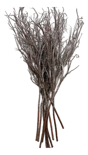 Vintage Large Rustic Glittered Brown Branches Natural Dried Twig Bundle (36”) Vase Filler, Holiday Decor, Winter Arrangement
