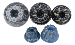 French Kitchen Cake Molds in Ceramic, Set of 5