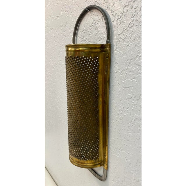 Gigantic Vintage Brass Double Handled Half Round Kitchen Grater From Germany For Sale In Dallas - Image 6 of 10