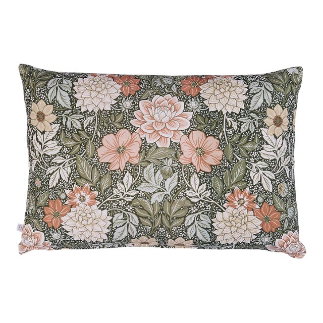 Boråstapeter Dahlia Garden Lumbar Pillow In Green & Pink For Sale