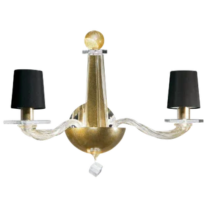 Vintage C.1998 Donghia "Stellare" 2-Arm Hand-Blown Gold Dust Murano Wall Sconce