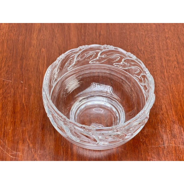 Mid 20th Century Vintage Tiffany & Co. Mid-Century Modern Crystal Dolphin Pattern Footed Bowl For Sale - Image 5 of 10