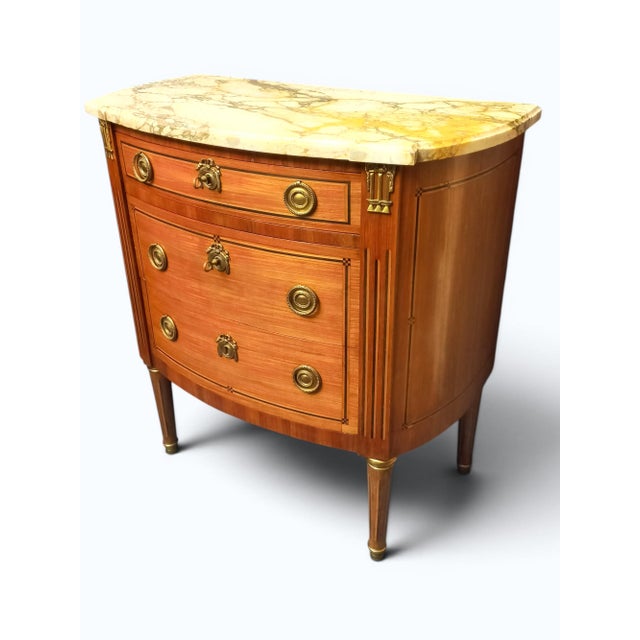 Louis XVI Marquetry Half-Moon Commode, 1890s For Sale - Image 11 of 11