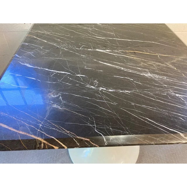 Stone Mid Century Vintage Modern 35" Square Black Saarinen Style Marble Table Tulip Base For Sale - Image 7 of 9
