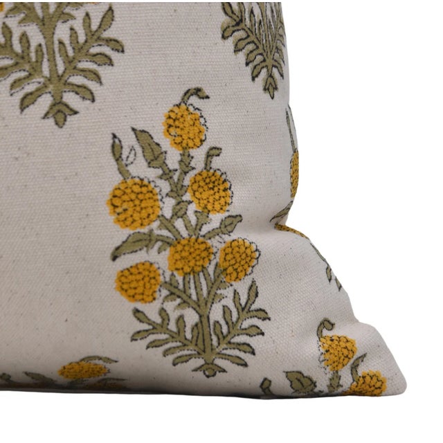 Designer Hand Block Printed Duck Canvas Cover Pillows 14x20 Inch- Hajara Collection For Sale - Image 4 of 5