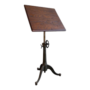 Antique Industrial Adjustable Cast Iron Drawing Easel Table