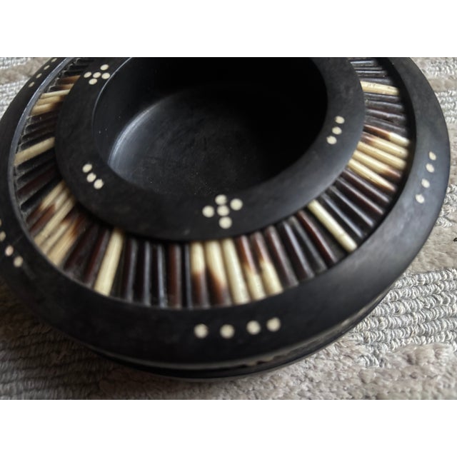 Wood Porcupine Quill & Ebony Trinket Dish For Sale - Image 7 of 7