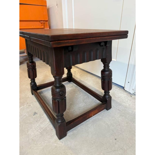 Early 20th Century Antique Jacobean Revival Style Walnut Extension Side Table For Sale - Image 12 of 17