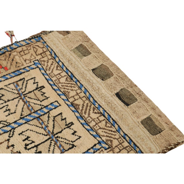 1920s Antique Baluch Persian Rug in Brown, Beige & Blue Geometric Pattern For Sale - Image 5 of 8