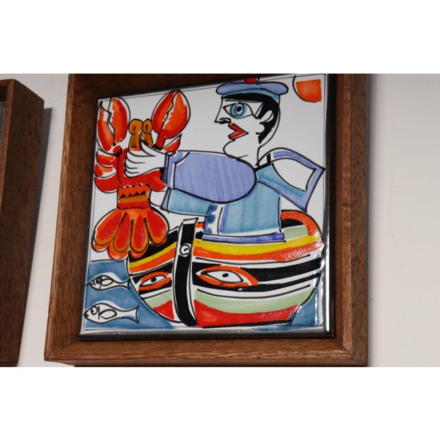Set of Three Vintage Sicilian Pescatore and Limone Handpainted Ceramic Tiles For Sale - Image 13 of 15