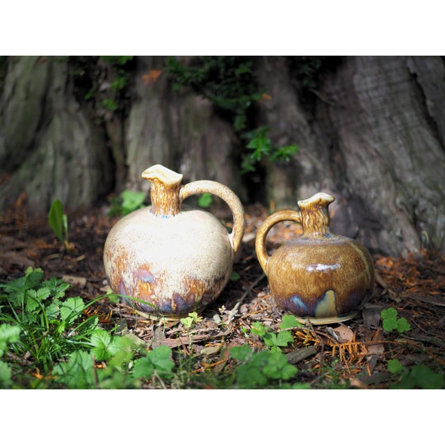 Mid-Century French Round Pitcher Medium Neck Glazed Stoneware For Sale - Image 4 of 12