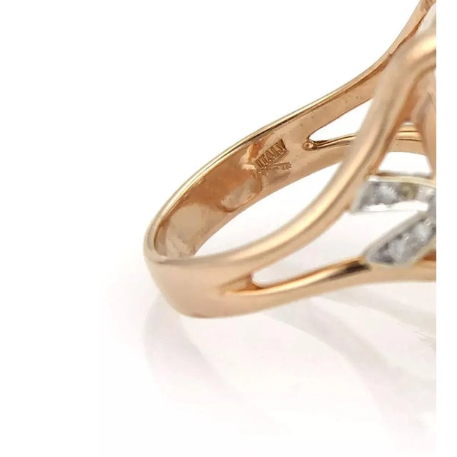 Clear Quartz & Diamond 18k Rose Gold Handbag Ring - Size 7 For Sale In Miami - Image 6 of 6