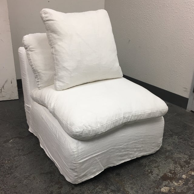Restoration Hardware White Linen Armless Cloud Chair Chairish