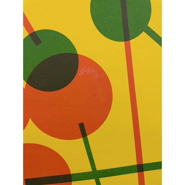 Modern mustard, green and orange serigraph pencil signed by Henry Sommes.