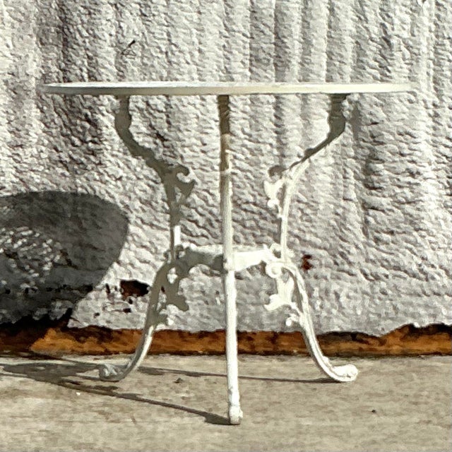 Vintage a Coastal Pierced Wrought Iron Cage Table For Sale In West Palm - Image 6 of 6