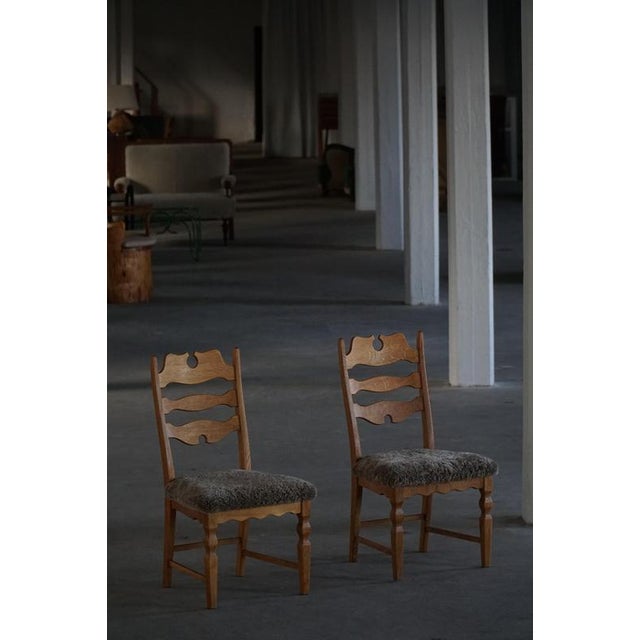 Mid-Century Danish Chairs in Oak & Lambswool by Henning Kjærnulf for E.G. Møbler, 1960s, Set of 8 For Sale - Image 12 of 18