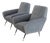 Set of Italian Armchairs in Blue Grey Velvet, 1950s For Sale