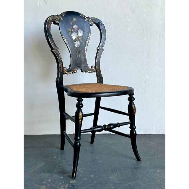 Vintage Paper Mache Inlay Chair For Sale - Image 9 of 12