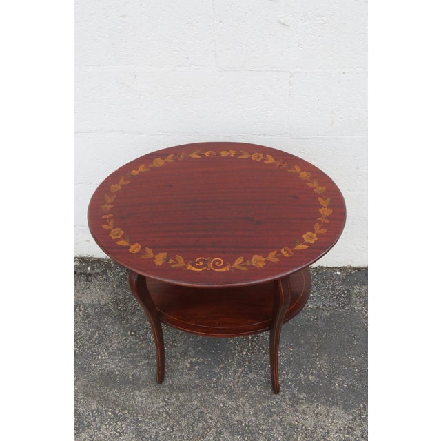 Victorian 1890s Inlay Two Tier Oval Side End Table For Sale - Image 9 of 12