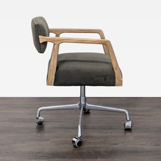 Four Hands Tyler Modern Office Chair With Wood Arms and Metal Base For Sale - Image 4 of 8