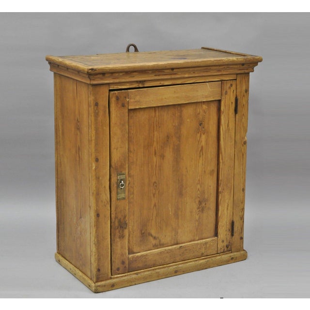 Antique Primitive Rustic Pine Wood Wall Hanging Cupboard Pantry