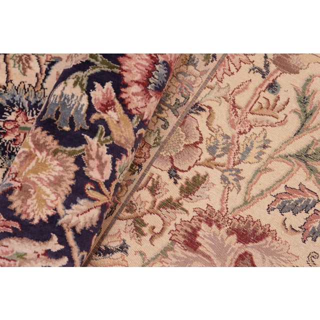 Textile Shabby Chic 1990's Floral Pak-Persian Beige/Blue Wool Rug - 8'1'' X 10'0'' For Sale - Image 7 of 9