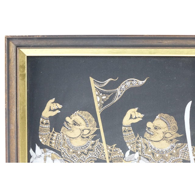 Surrealism Mid 20th Century Adorned Soldiers Oriental Painting on Silk For Sale - Image 3 of 5