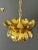 Small brass lotus light fixture attributed to Feldman Lighting Co. Requires one up to 60watt bulb. Chain is 50" long and...